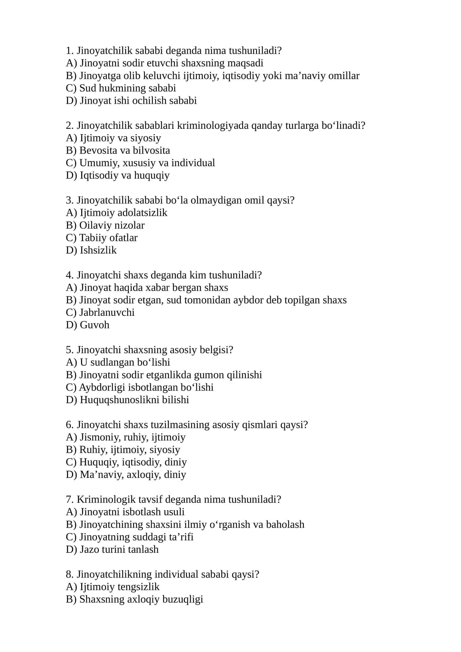 Jinoyatchilik sababi