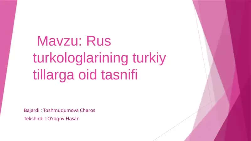 Rus turkologlarining turkiy tillarga oid tasnifi