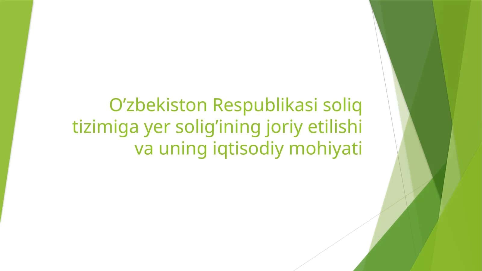 O’zbekiston Respublikasi soliq tizimiga yer solig’ining joriy etilishi va uning iqtisodiy mohiyati