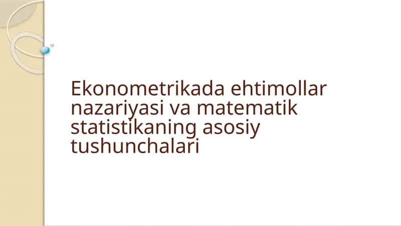 Ehtimollar nazariyasi va matematik statistika