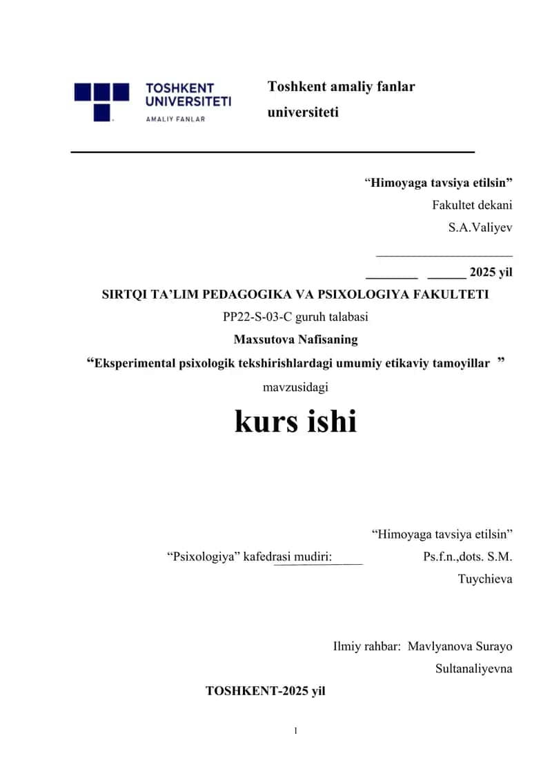 Eksperimental psixologik tekshirishlardagi umumiy etikaviy tamoyillar