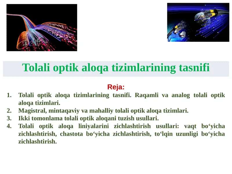 Tolali Optik Aloqa Tizimlari