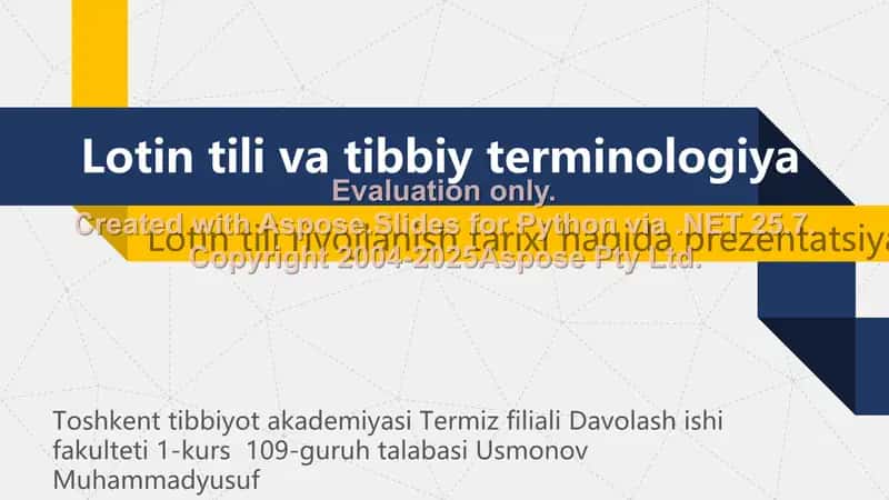 Lotin tilining tibbiyotdagi ahamiyati