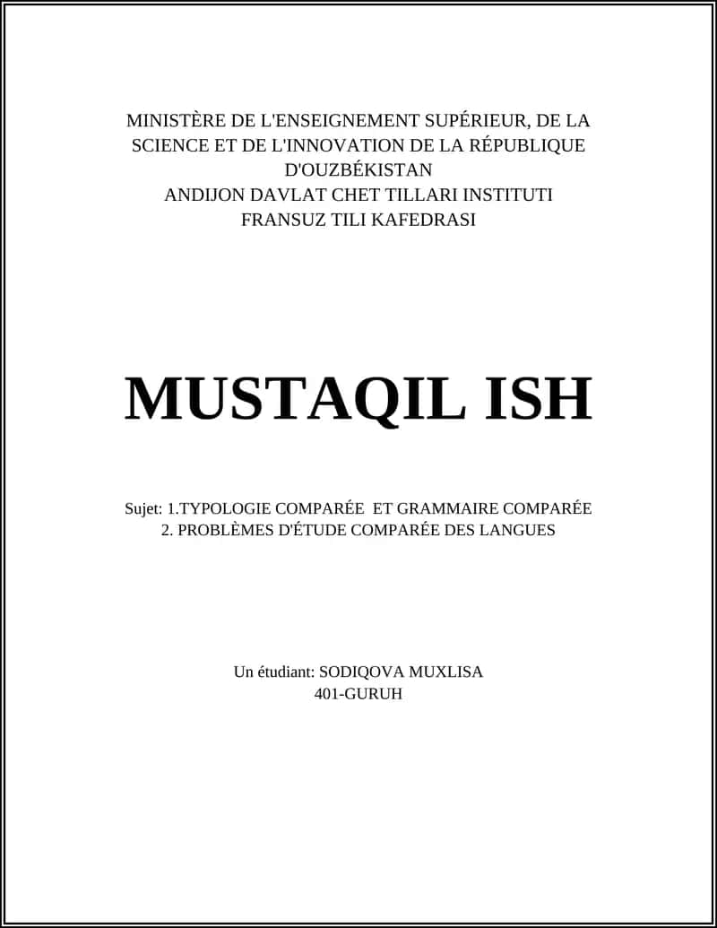 Etude Comparée des Langues