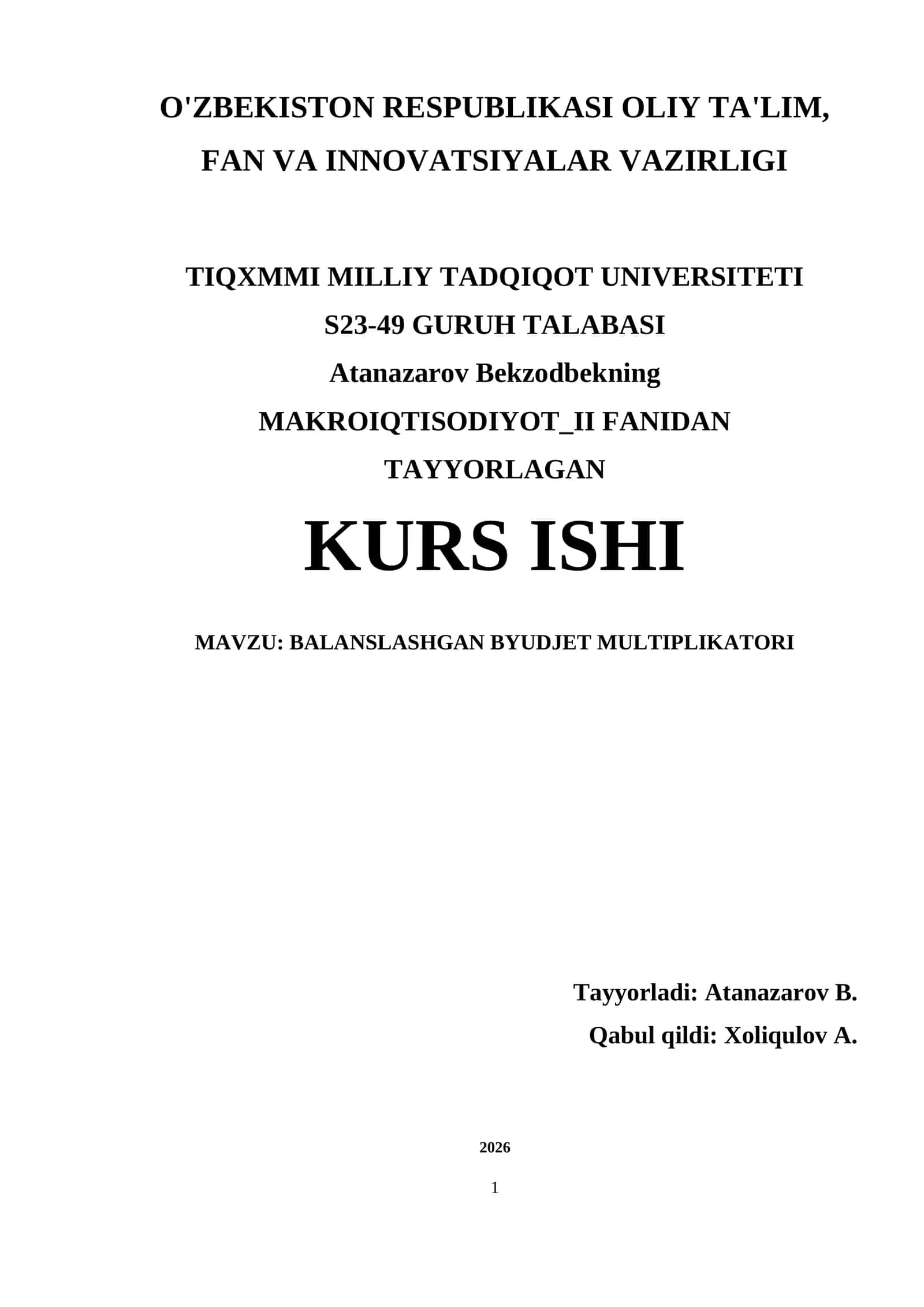 BALANSLASHGAN BYUDJET MULTIPLIKATORI