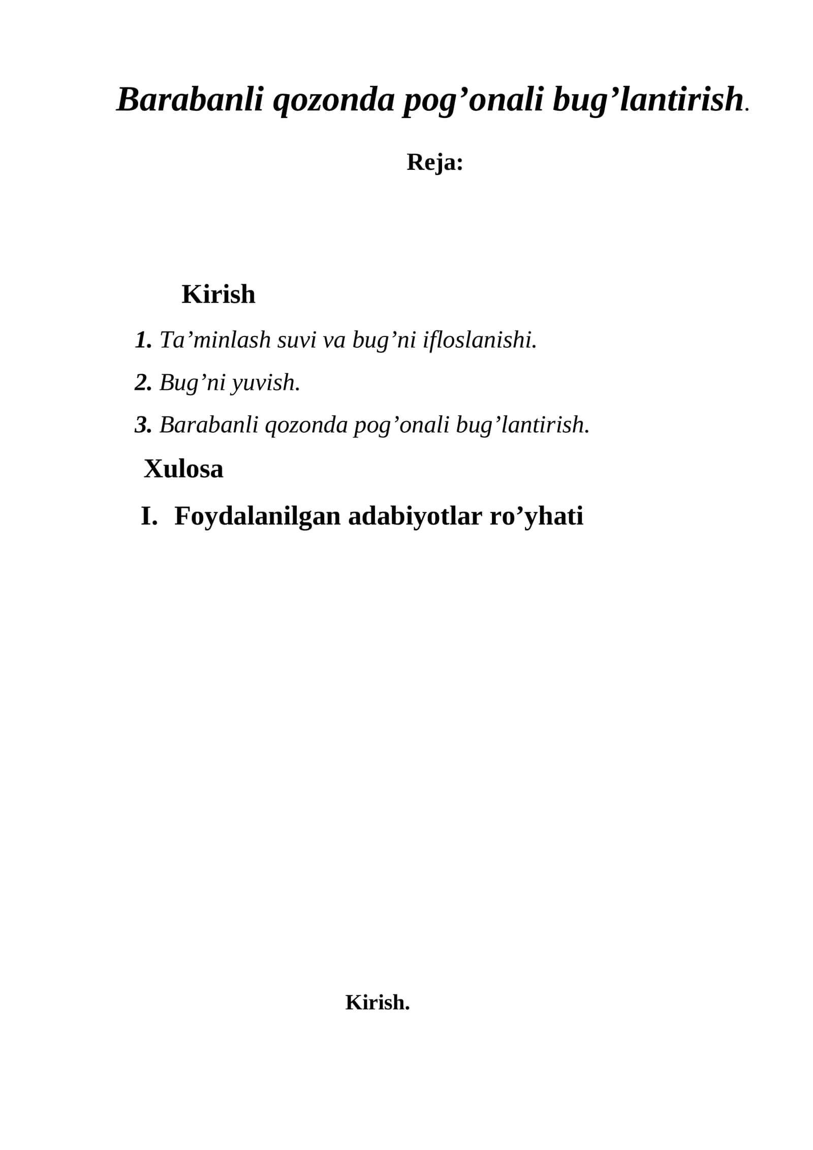 Barabanli qozonda pog’onali bug’lantirish