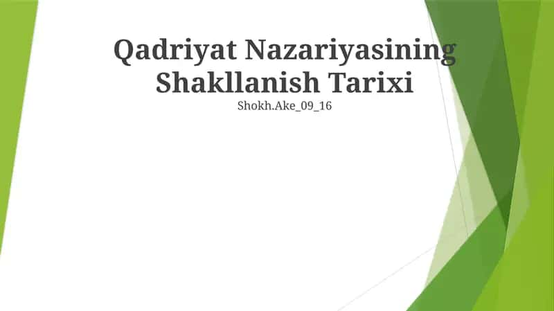 Qadriyat Nazariyasining Shakllanish Tarixi