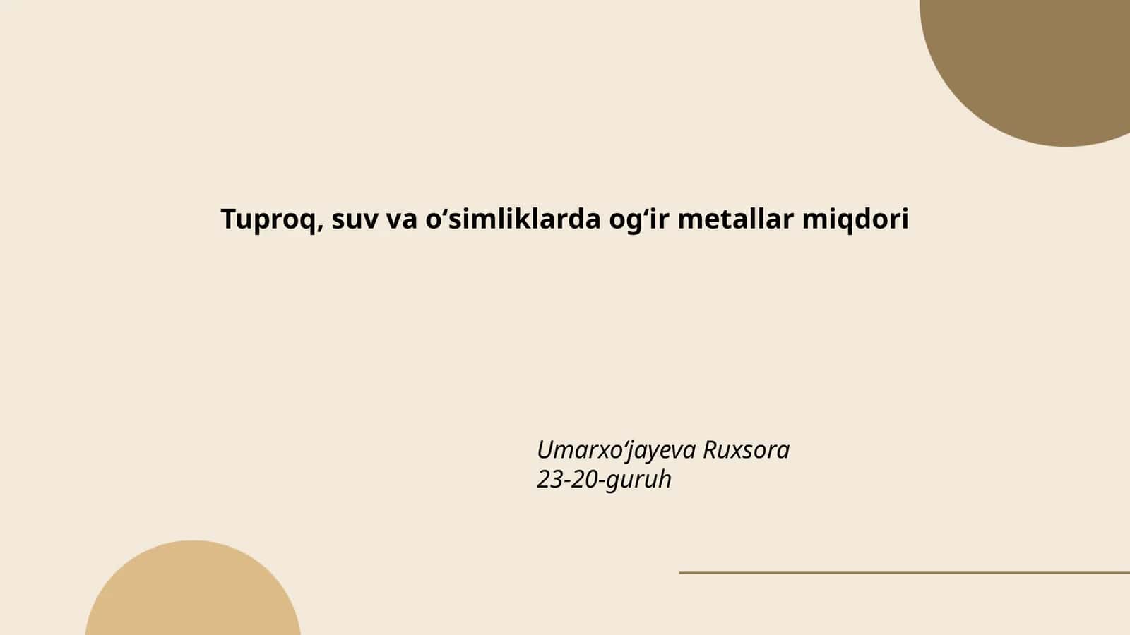 Ogʻir metallar va ularning tabiatga ta'siri