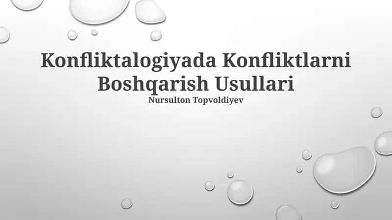 Konfliktalogiyada Konfliktlarni Boshqarish Usullari