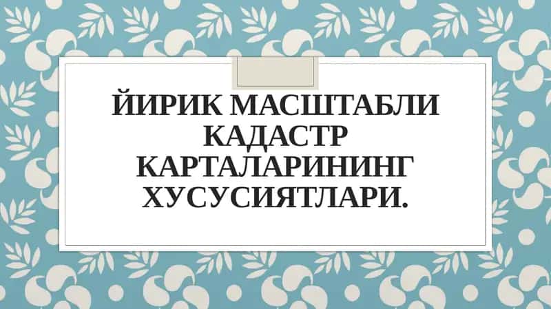 Йирик масштабли кадастр карталарининг хусусиятлари