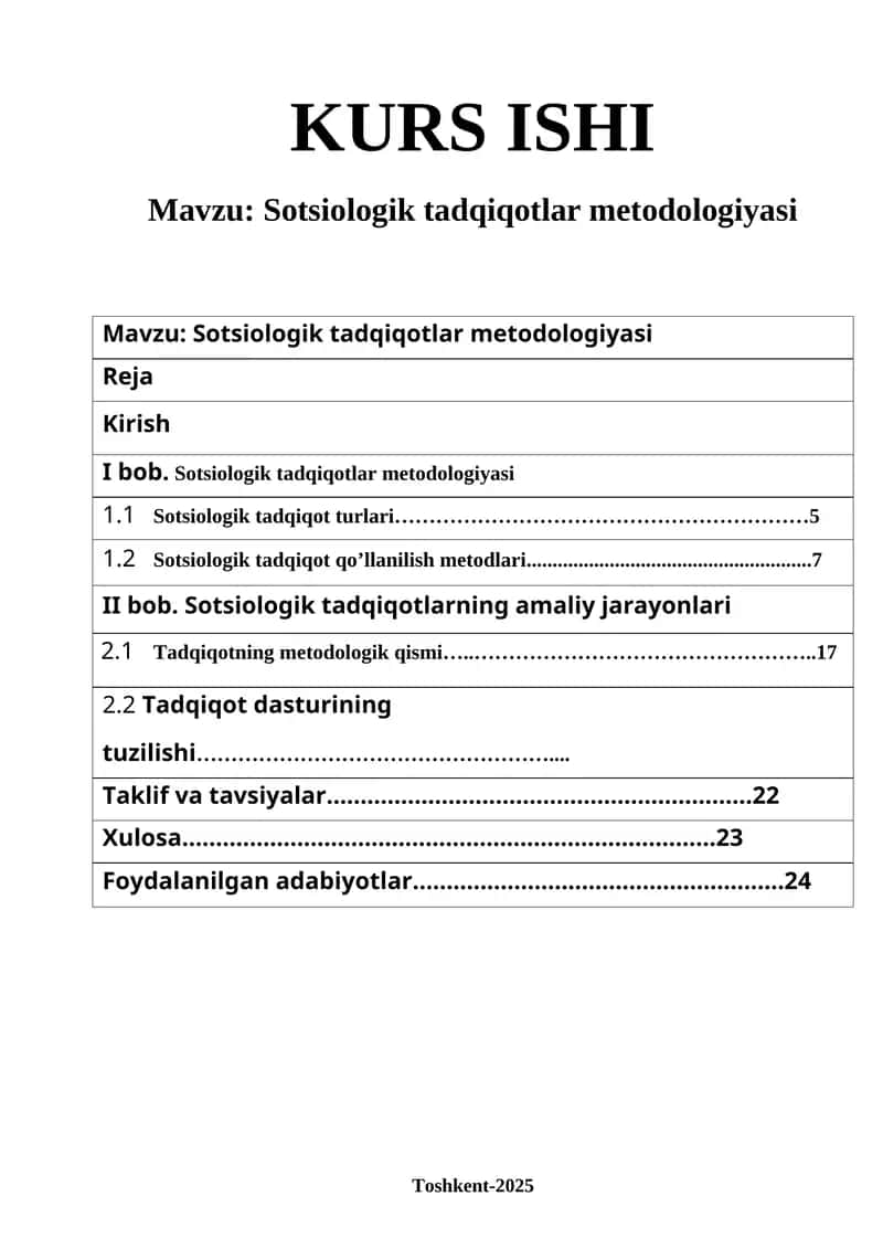 Sotsiologik tadqiqotlar metodologiyasi
