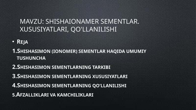 shishaionamer sementlar. xususiyatlari, qo'llanilishi