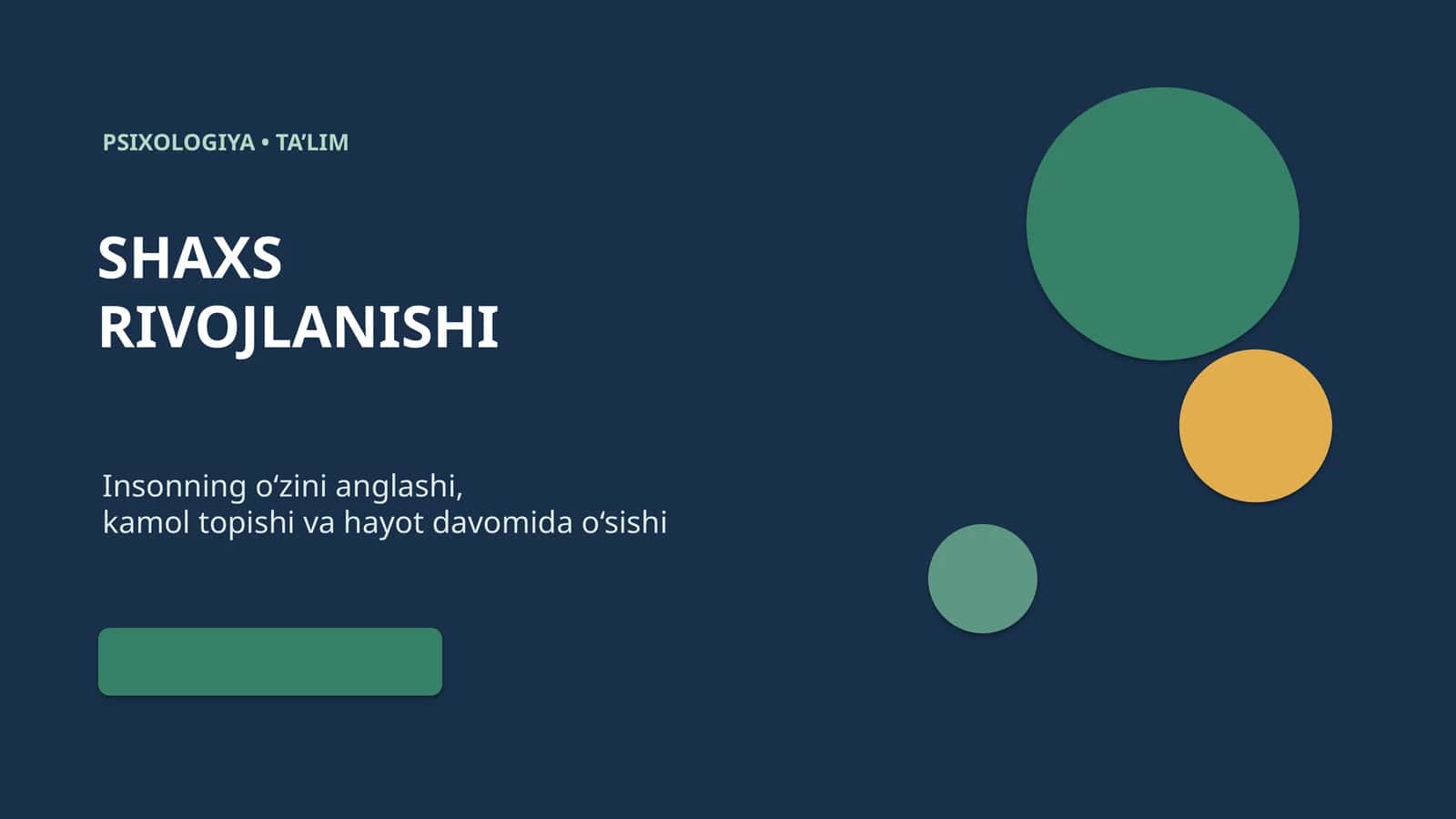 shaxs rivojlanishi