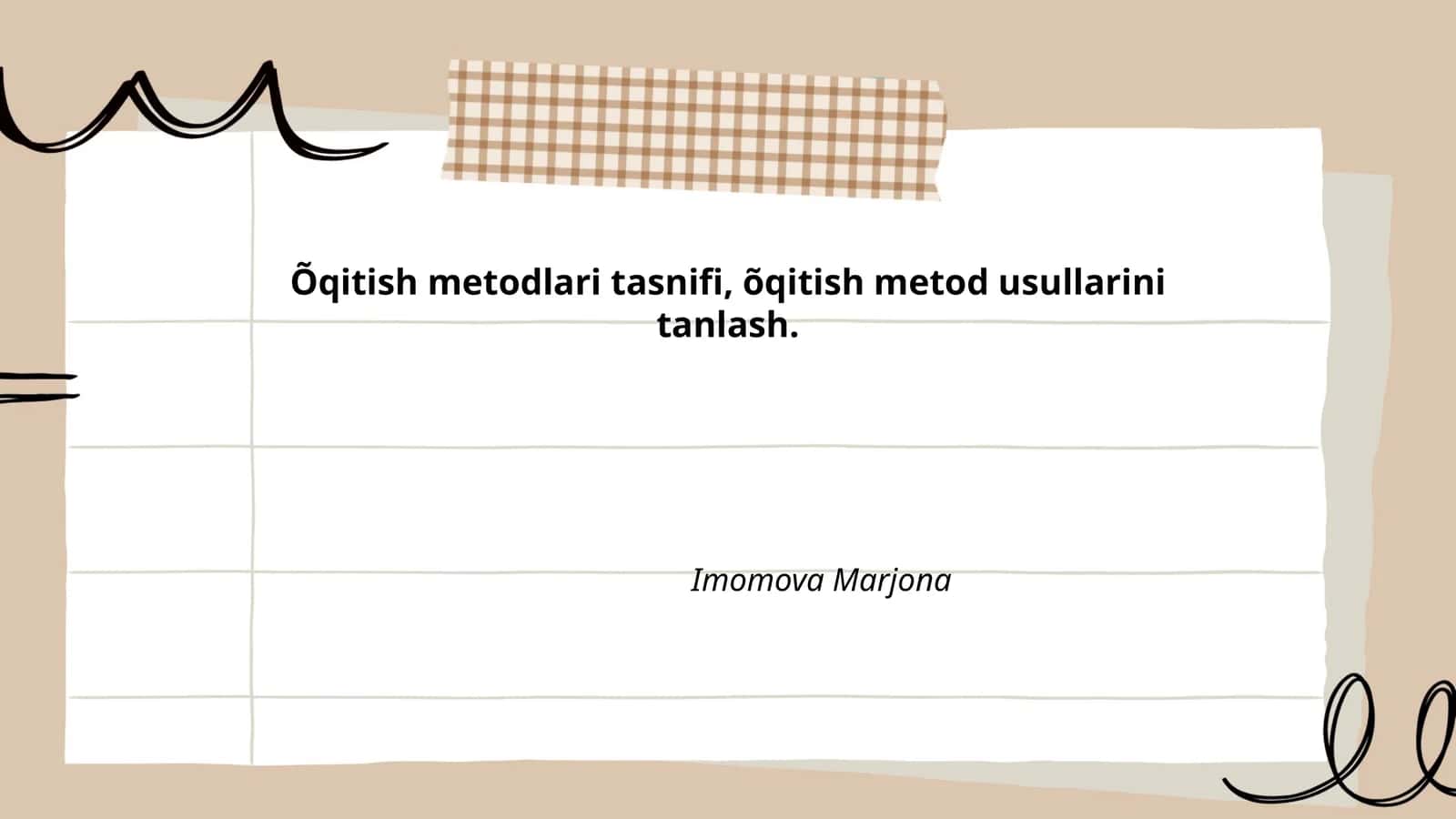 Ta'lim metodlari tasniflash asoslari