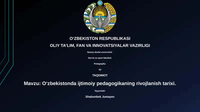 O‘zbekistonda ijtimoiy pedagogikaning rivojlanish tarixi