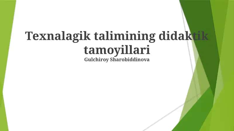 Texnalagik talimining didaktik tamoyillari