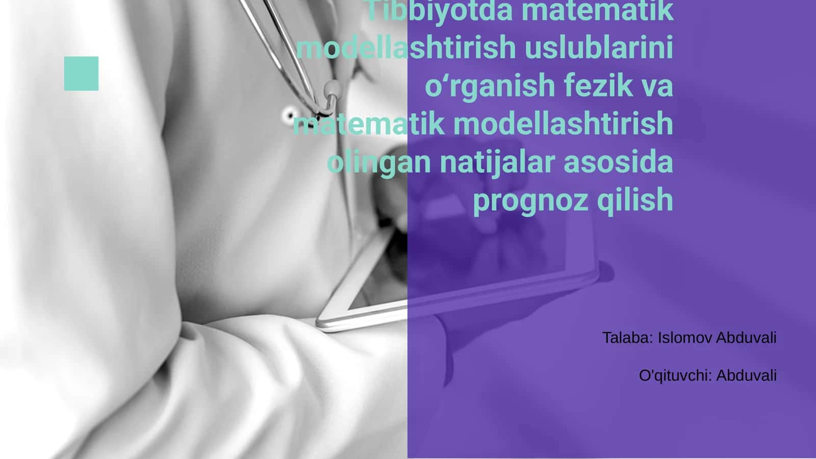 Tibbiyotda matematik modellashtirish
