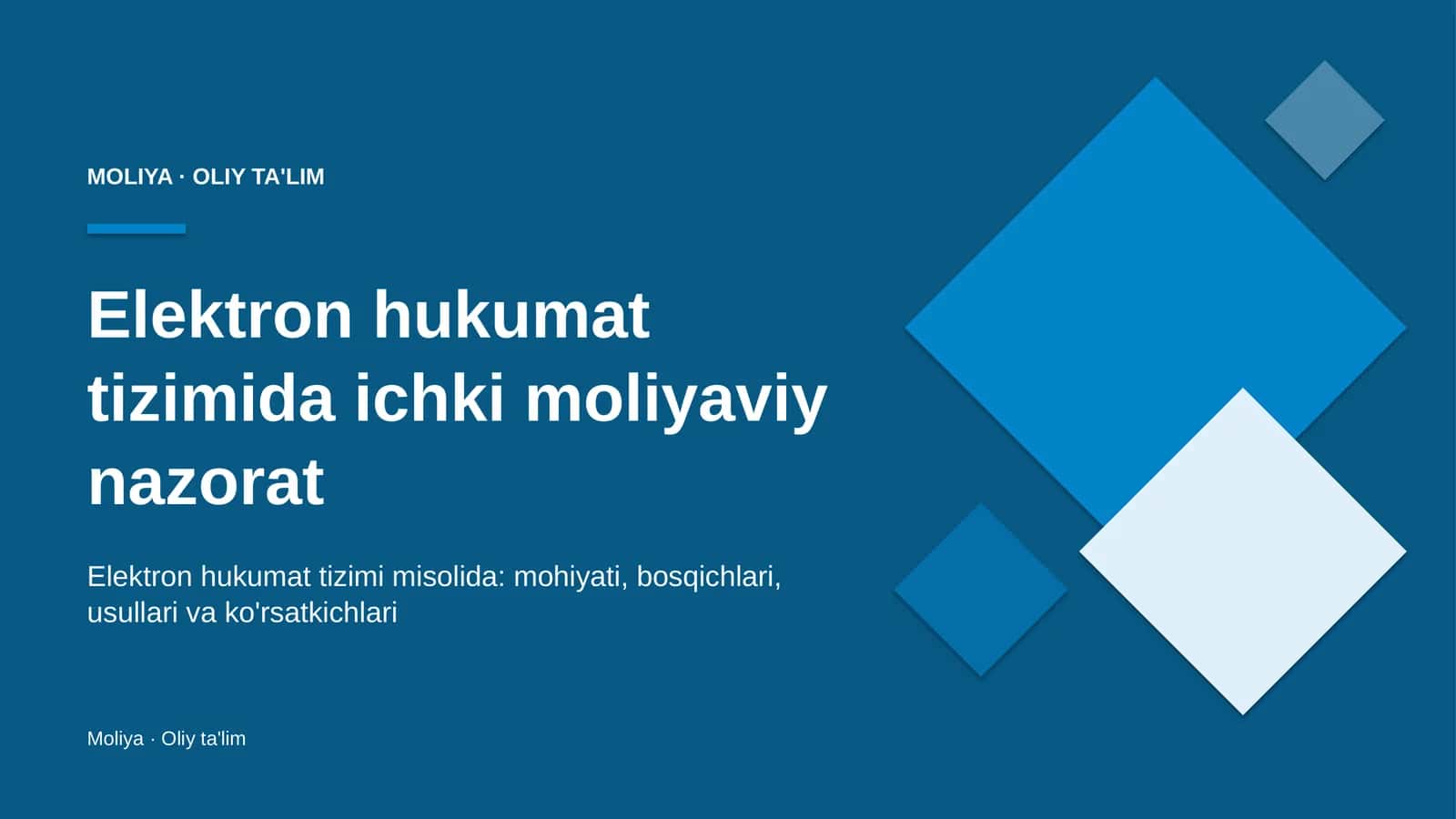 Elektron hukumat tizimida ichki moliyaviy nazorat