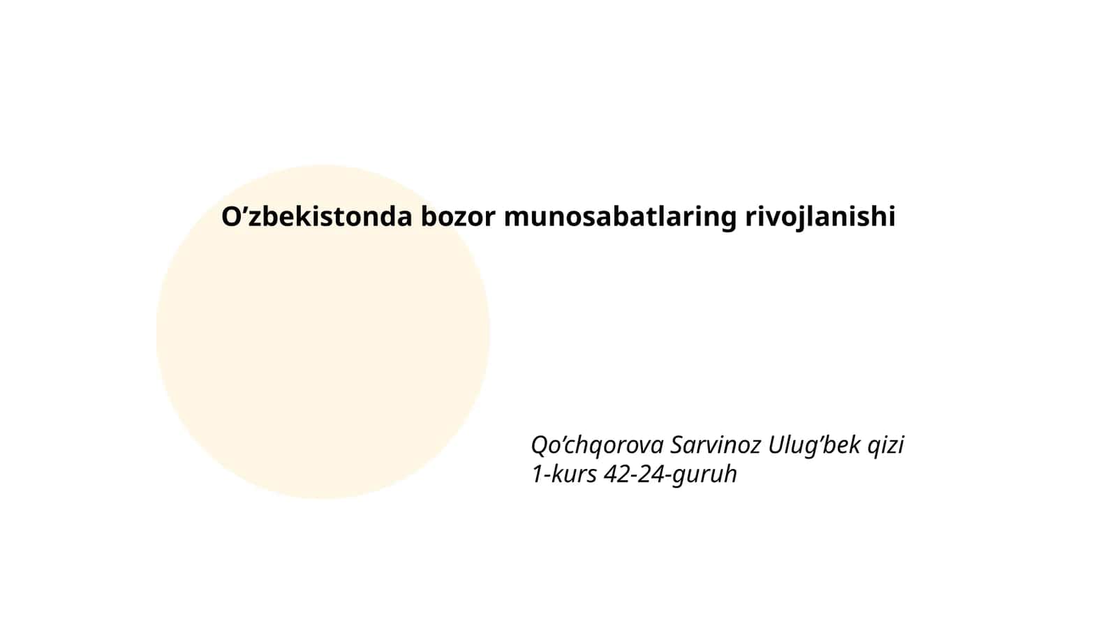 Bozor iqtisodiyotiga o'tish jarayoni