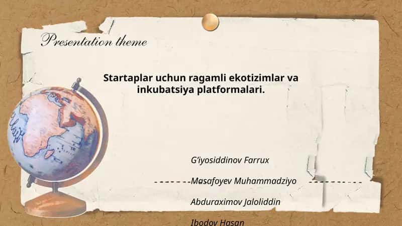 Startaplar uchun ragamli ekotizimlar va inkubatsiya platformalari