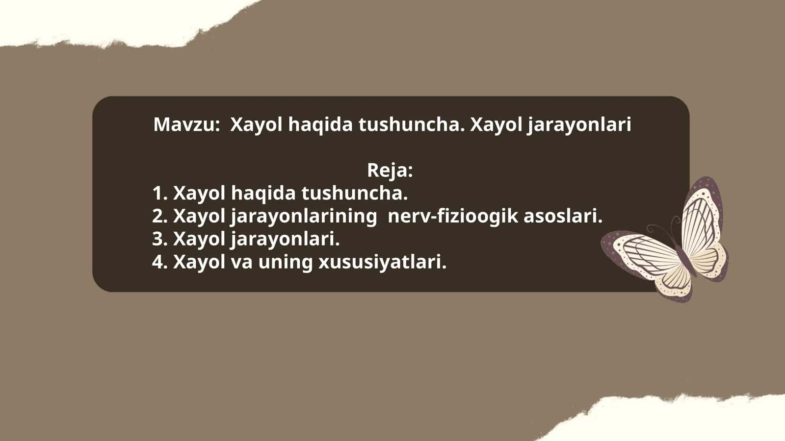 #Xayol haqida tushuncha. Xayol jarayonlari