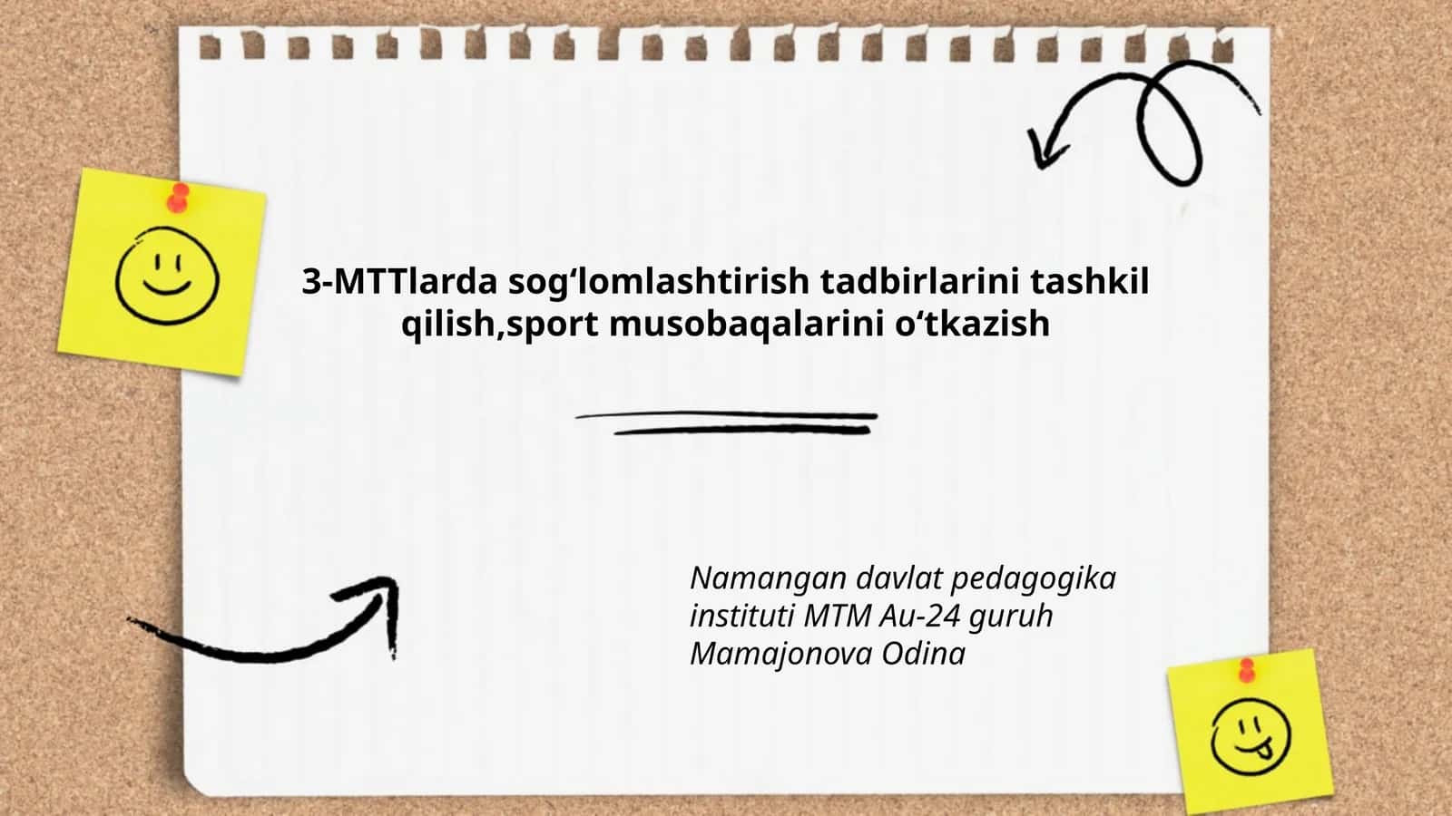 3-MTTlarda sogʻlomlashtirish tadbirlarini tashkil qilish, sport musobaqalarini oʻtkazish