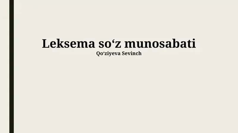 Leksema soʻz munosabati