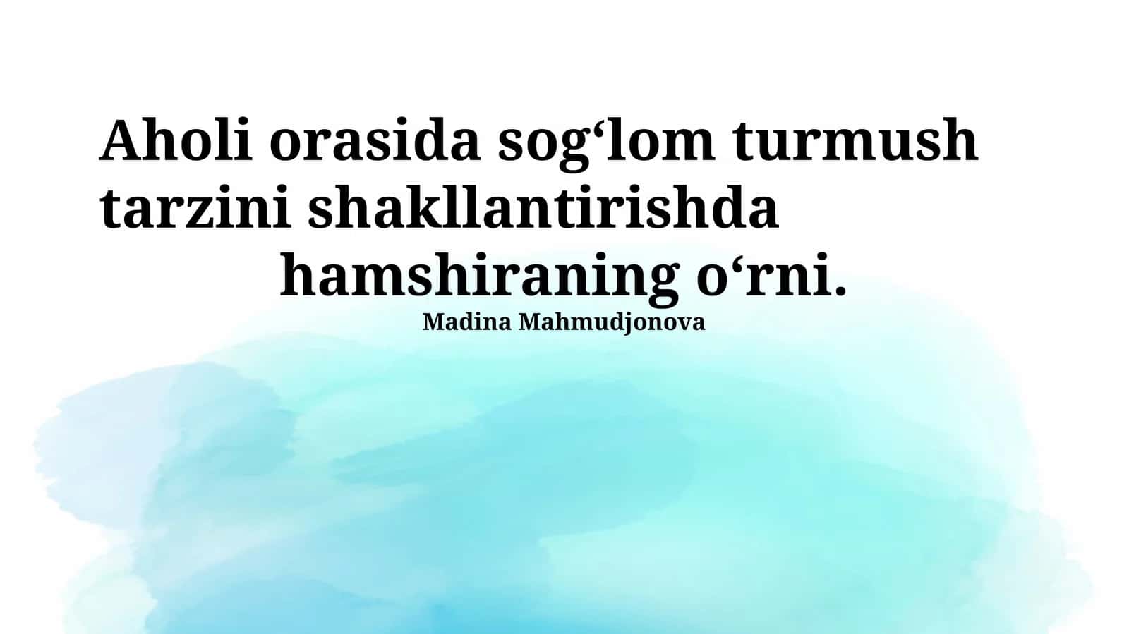 Hamshiraning sog‘lom turmushdagi roli