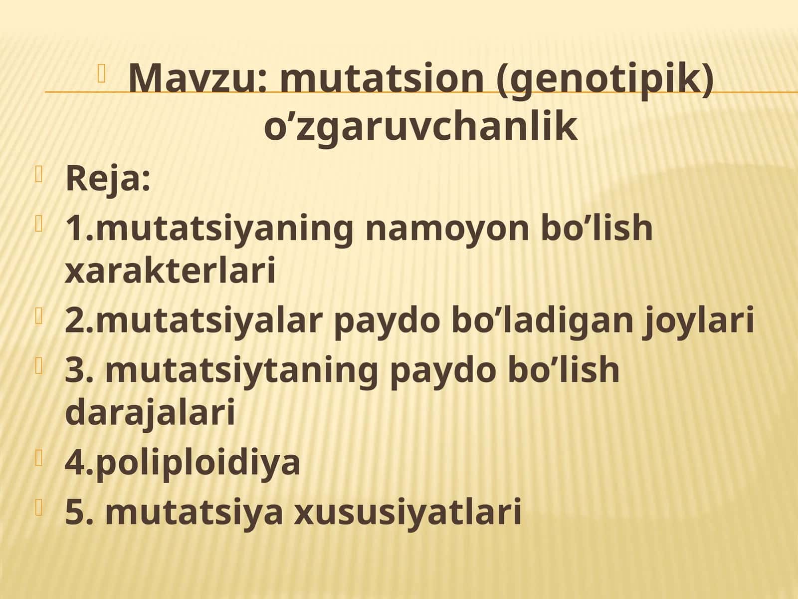 Mutatsiya (genetik) o'zgarishlar
