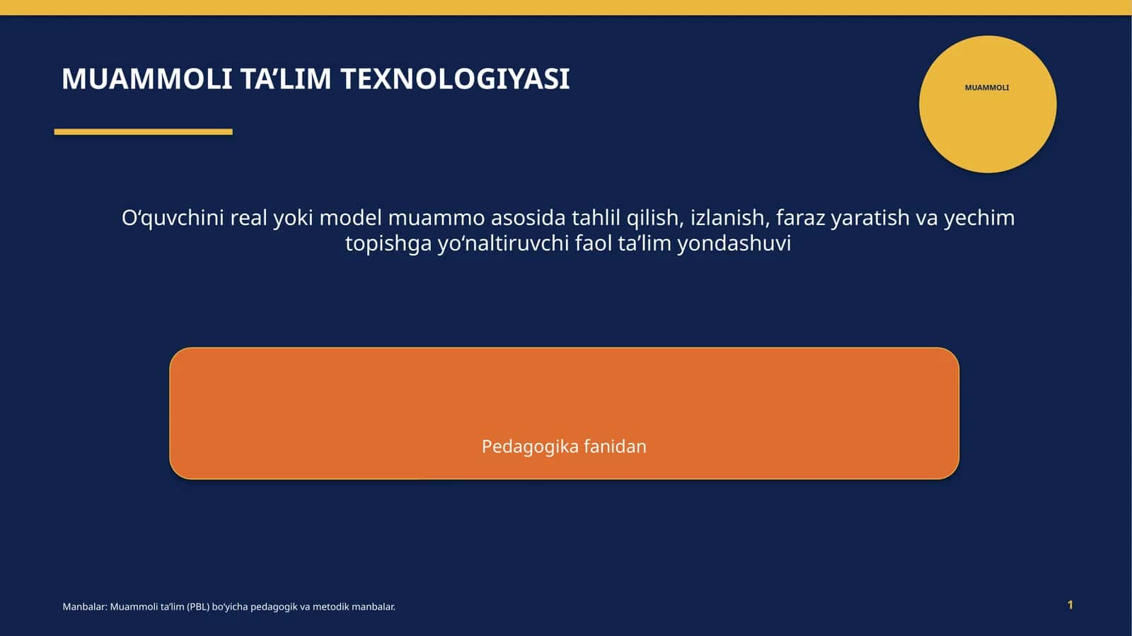 MUAMMOLI TA’LIM TEXNOLOGIYASI