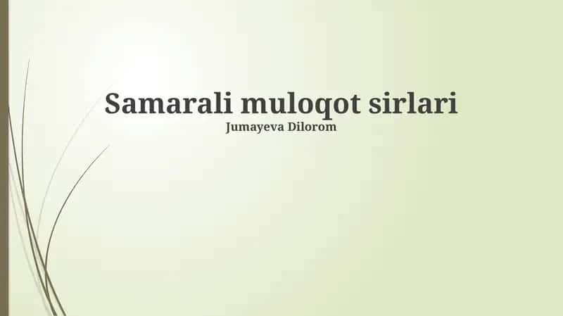 Samarali muloqot sirlari