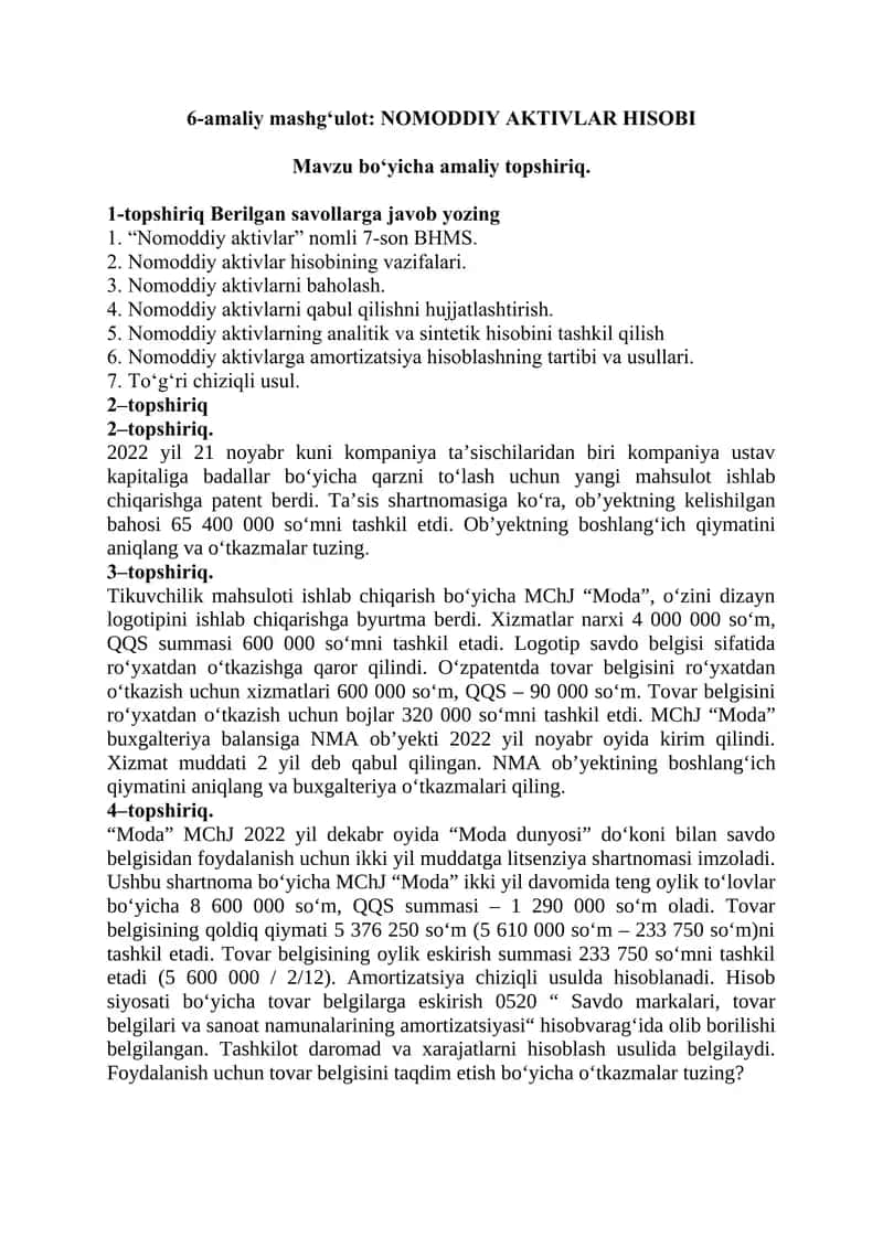 NOMODDIY AKTIVLAR HISOBI
