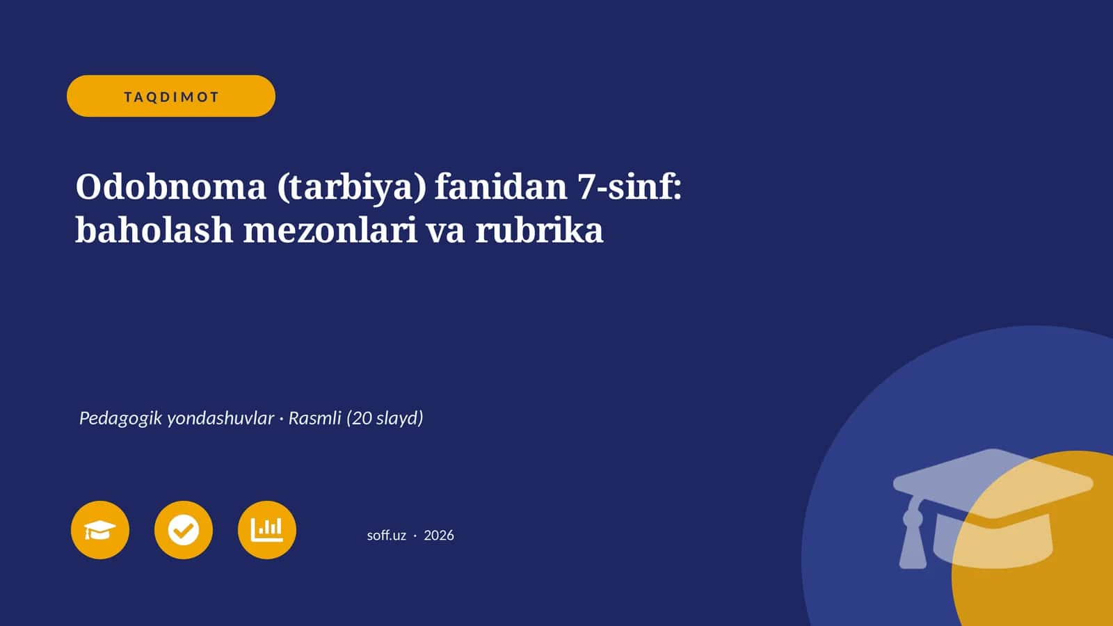 Odobnoma (tarbiya) fanidan 7-sinf: baholash mezonlari va rubrika