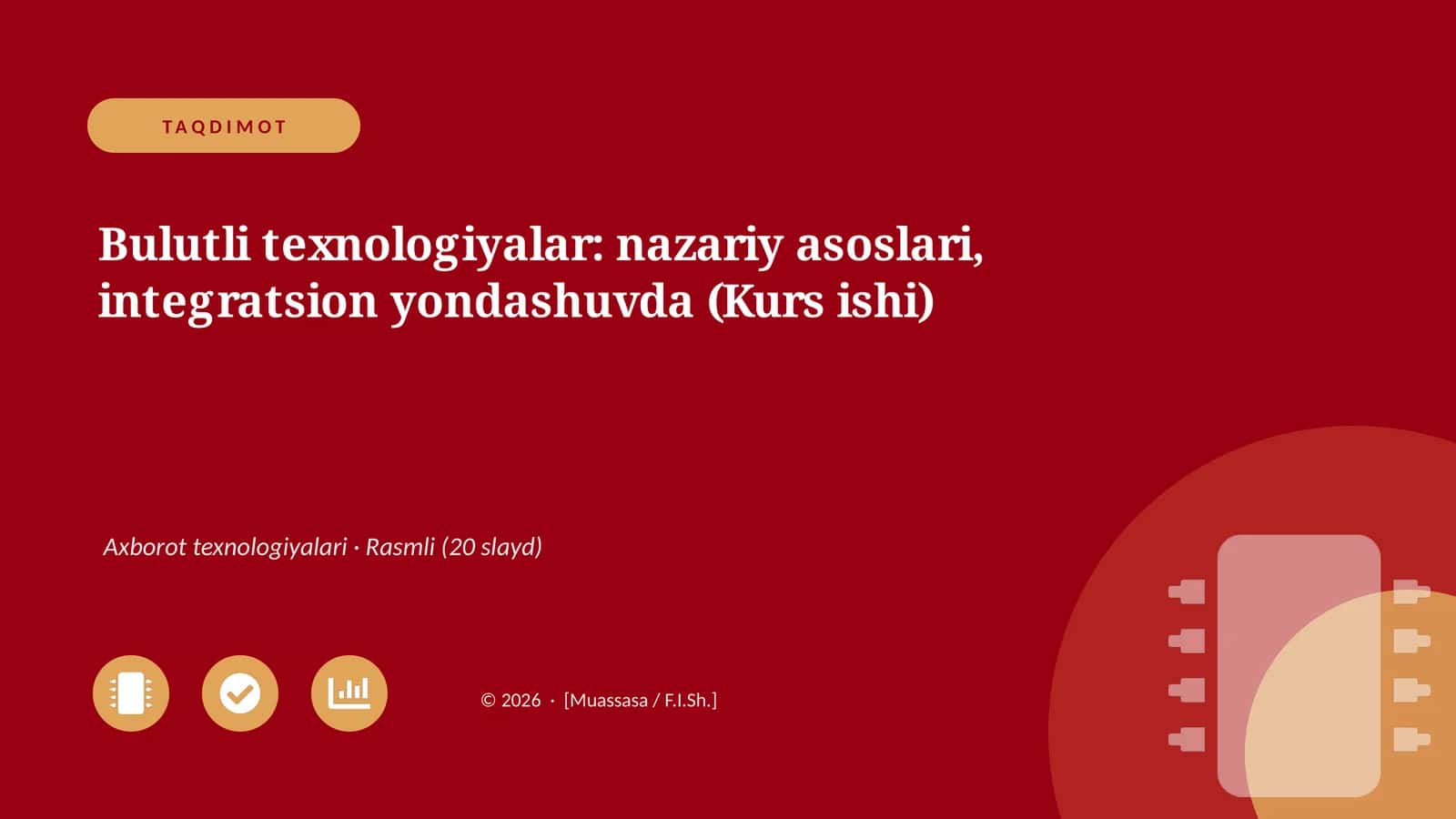 Bulutli texnologiyalar: nazariy asoslari, integratsion yondashuvda (Kurs ishi)