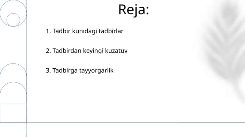 Tadbir kunidagi tadbirlar