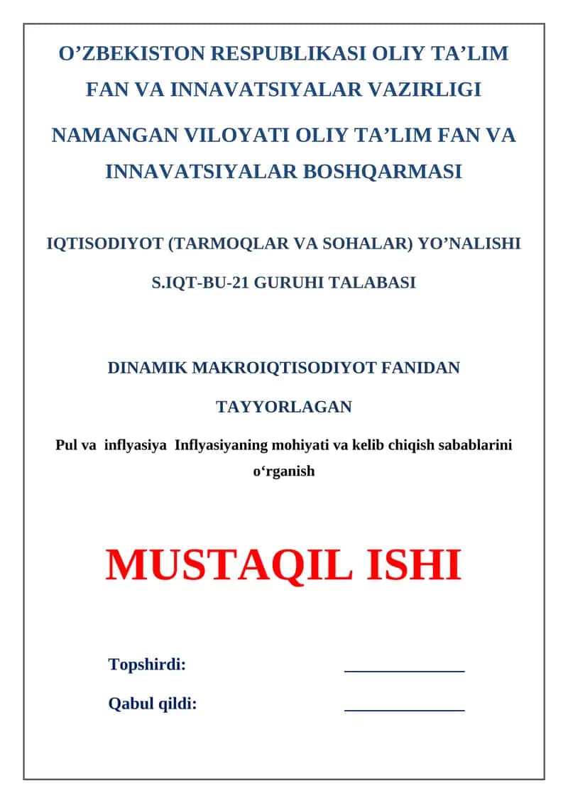 Dinamik Makro iqtisodiyot fanidan