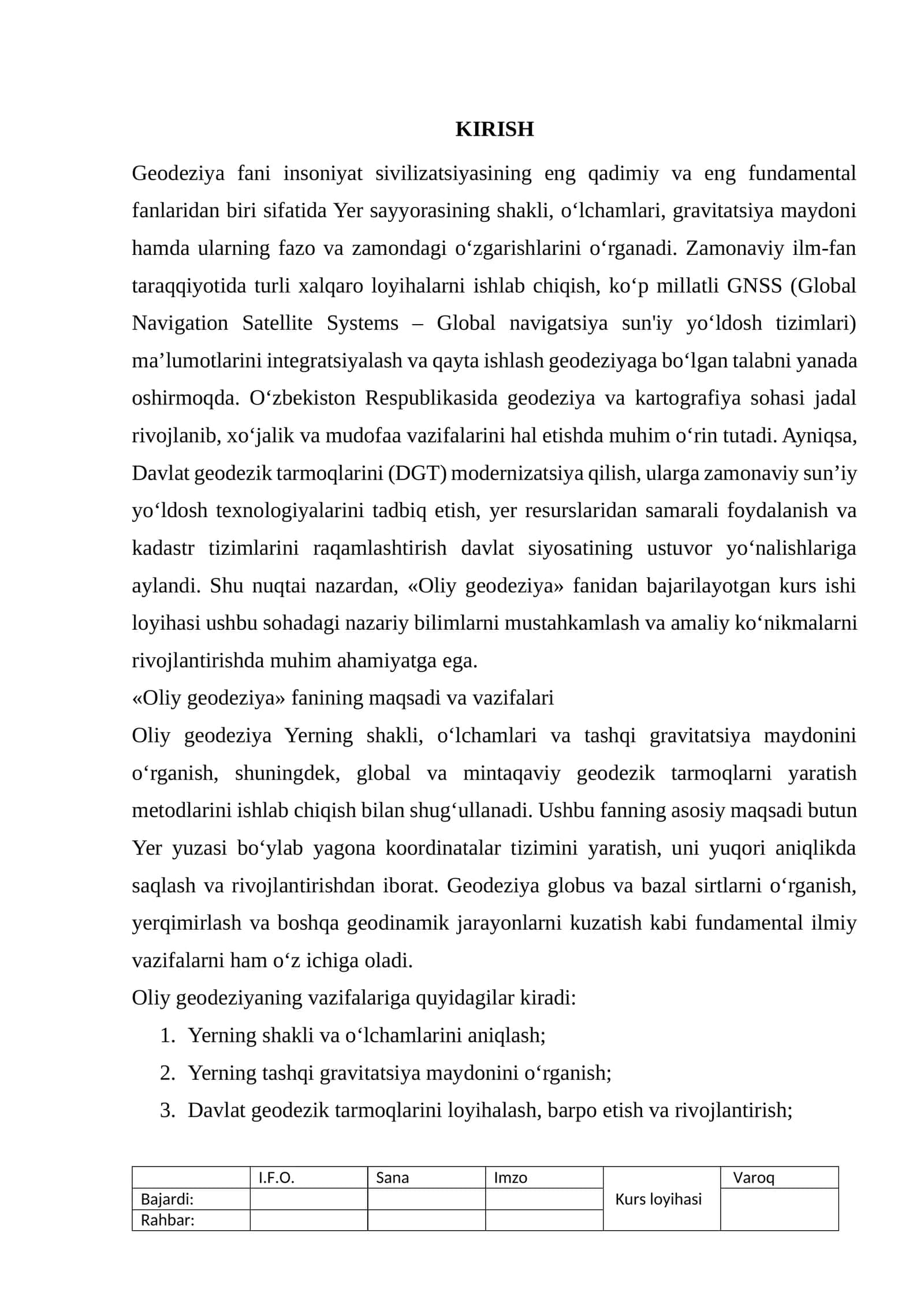 Oliy geodeziya va geoinformatika