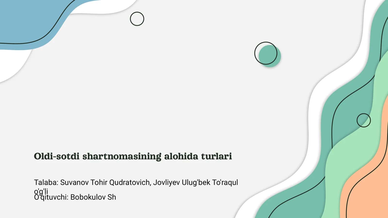 Oldi-sotdi shartnomasining alohida turlari