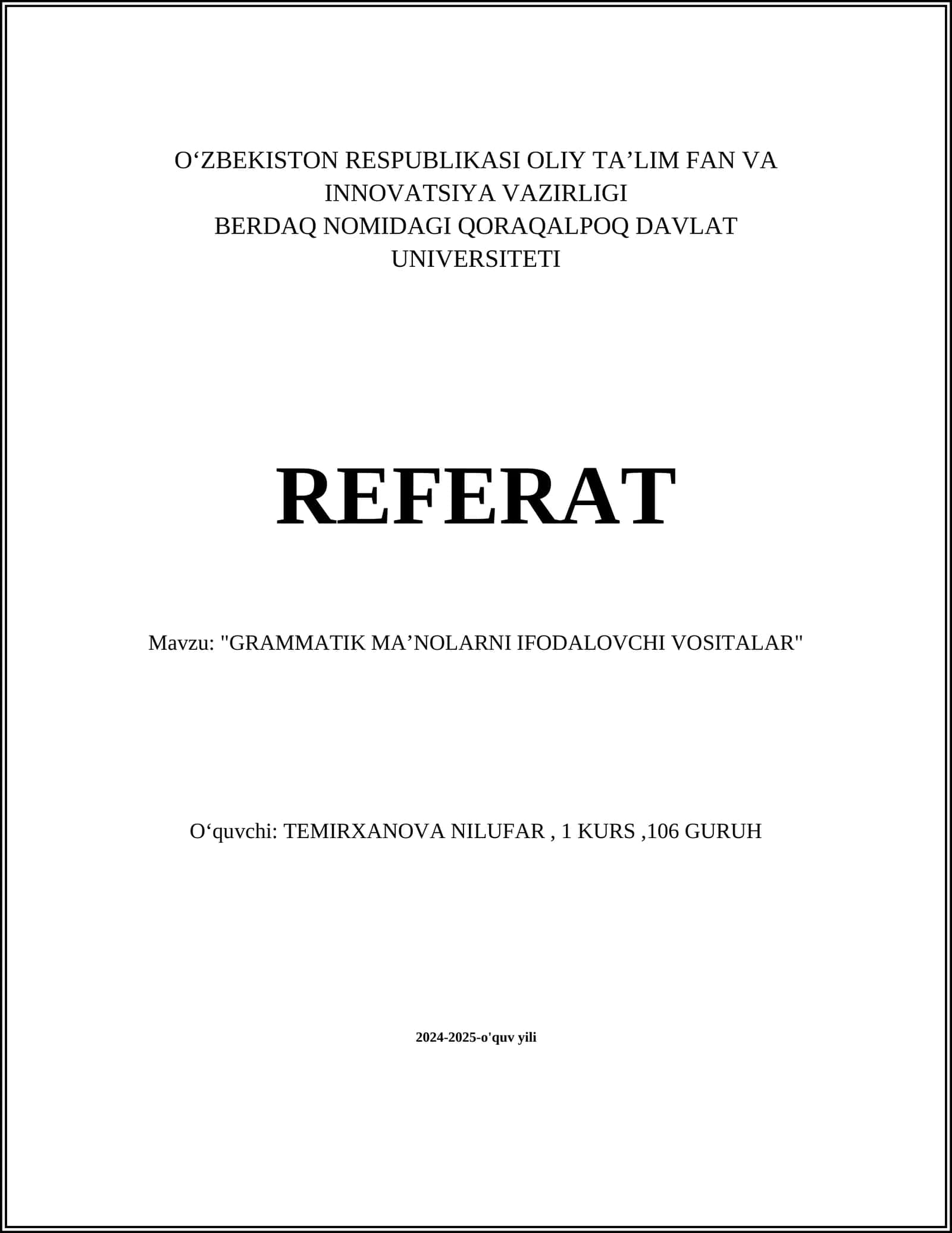 "GRAMMATIK MAʼNOLARNI IFODALOVCHI VOSITALAR"