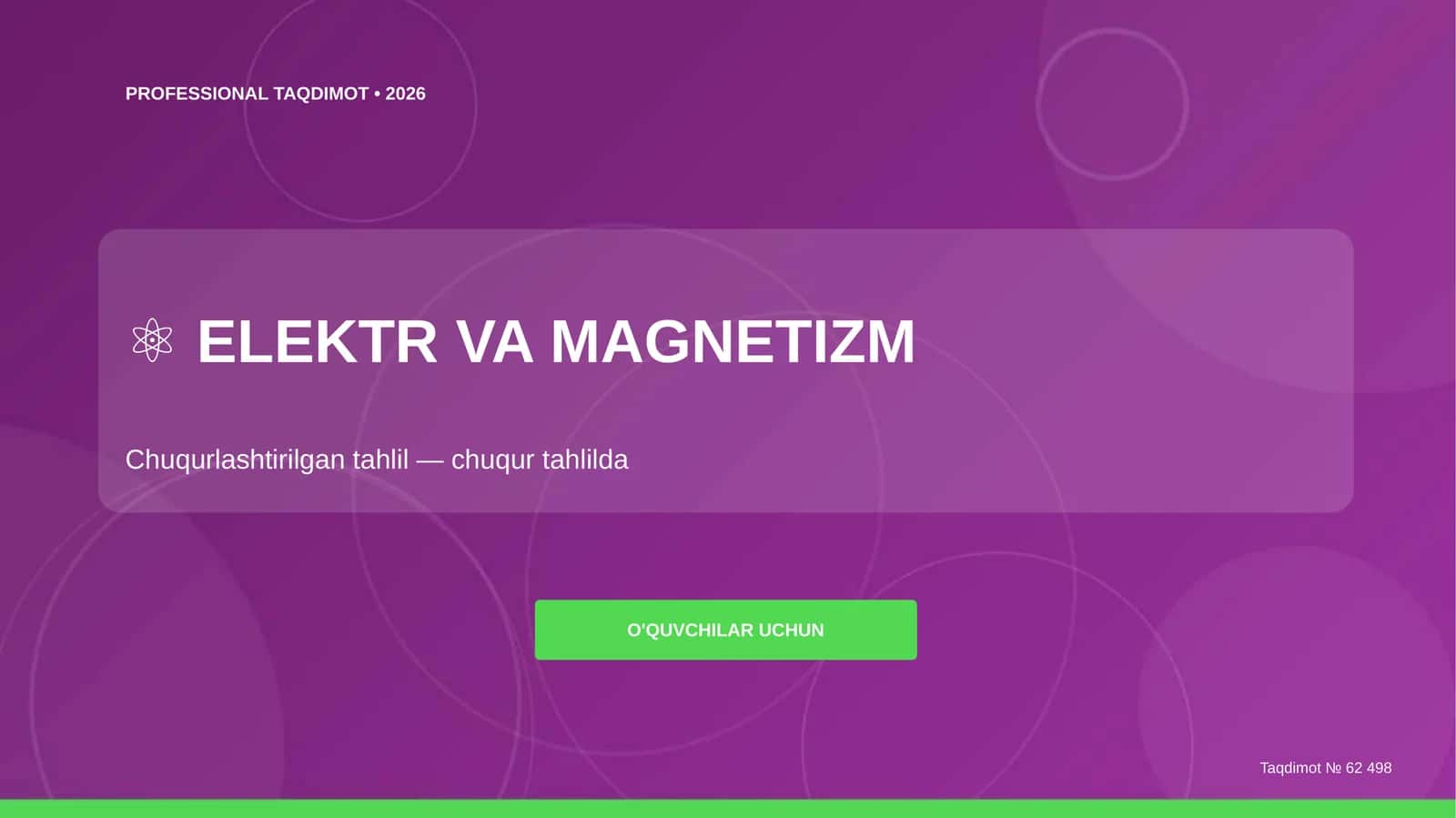 ELEKTR VA MAGNETIZM Chuqurlashtirilgan tahlil