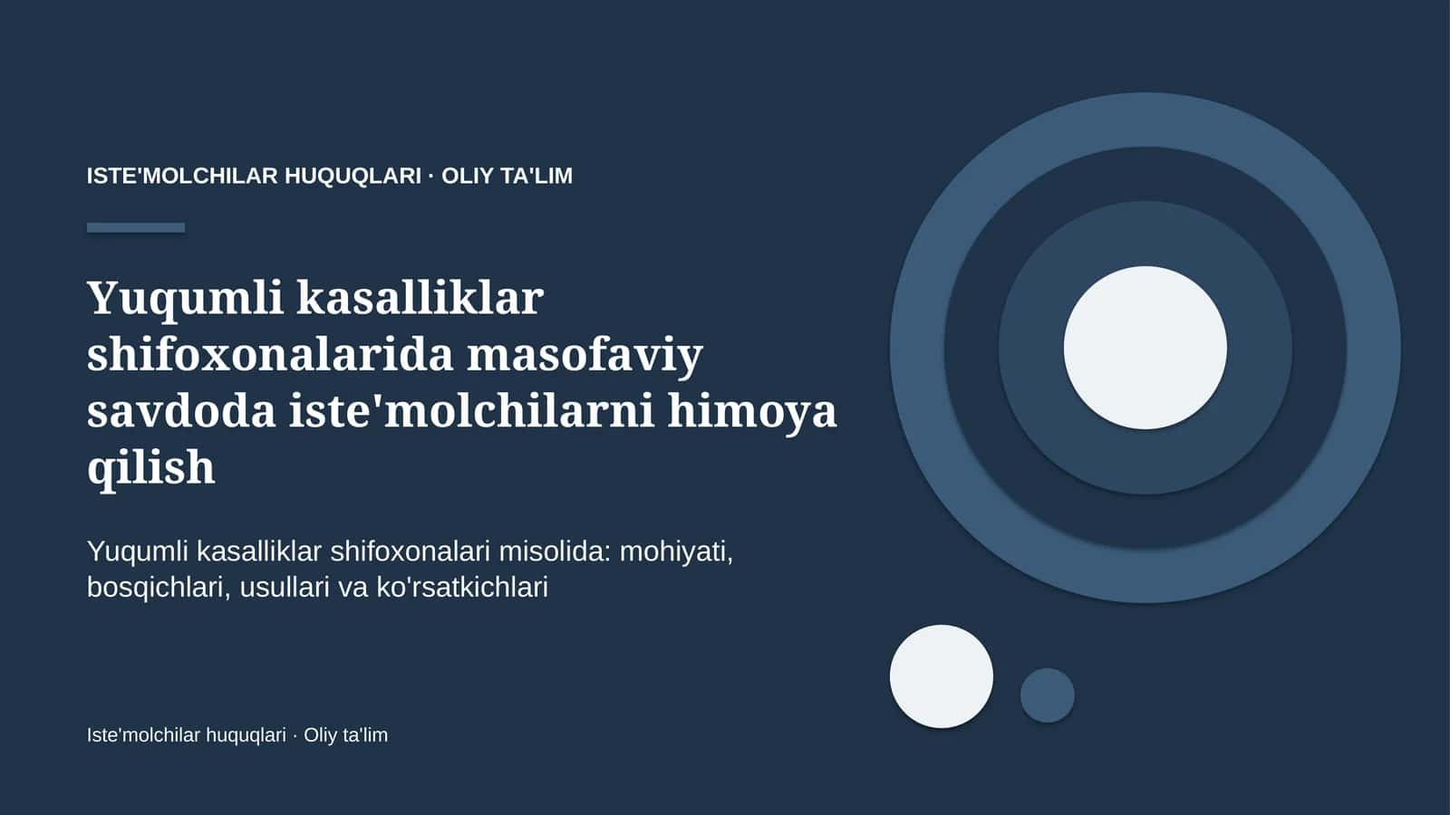 Yuqumli kasalliklar shifoxonalarida masofaviy savdoda iste'molchilarni himoya qilish