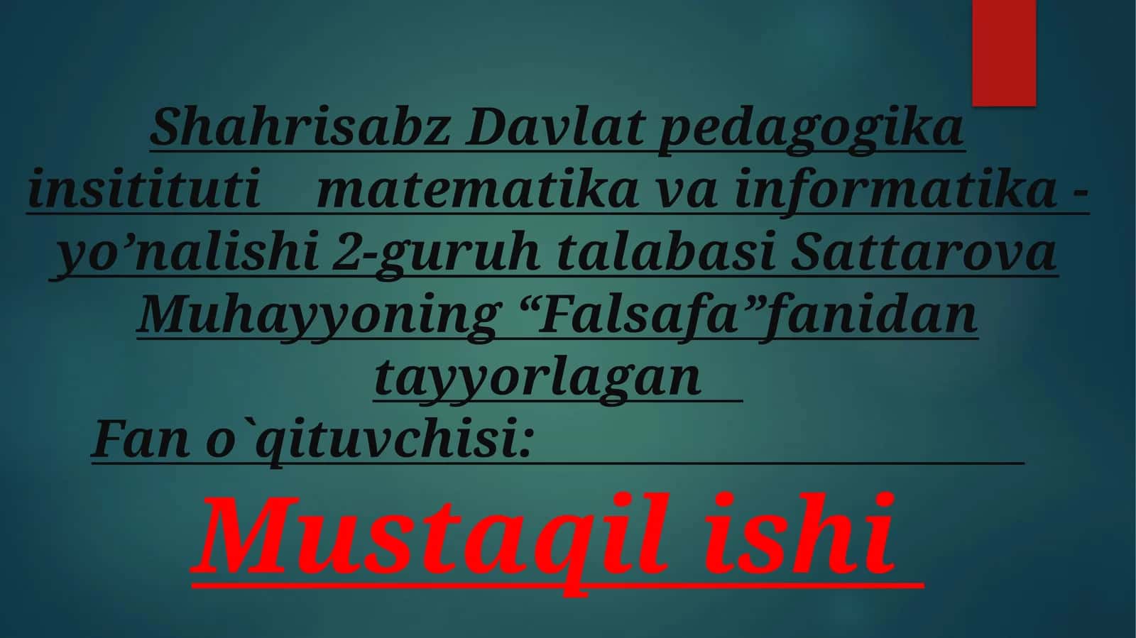 Xulosa chiqarishning tuzulishi