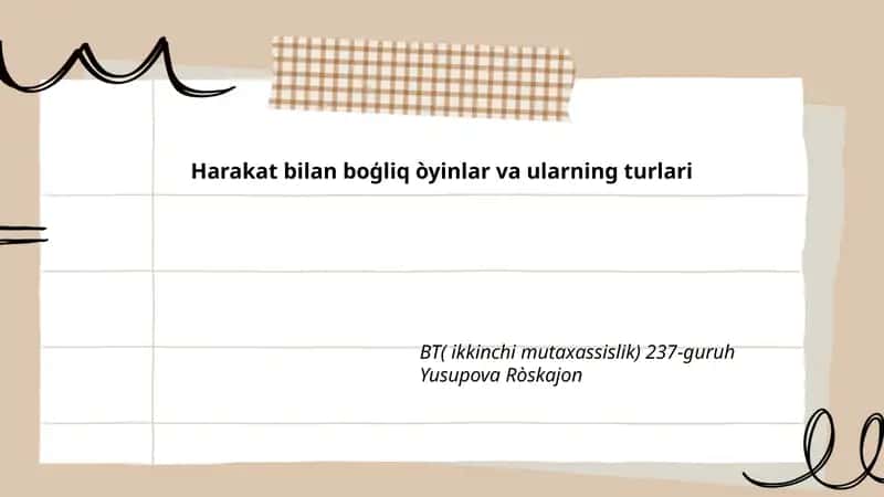 Harakatli o'yinlar turlari