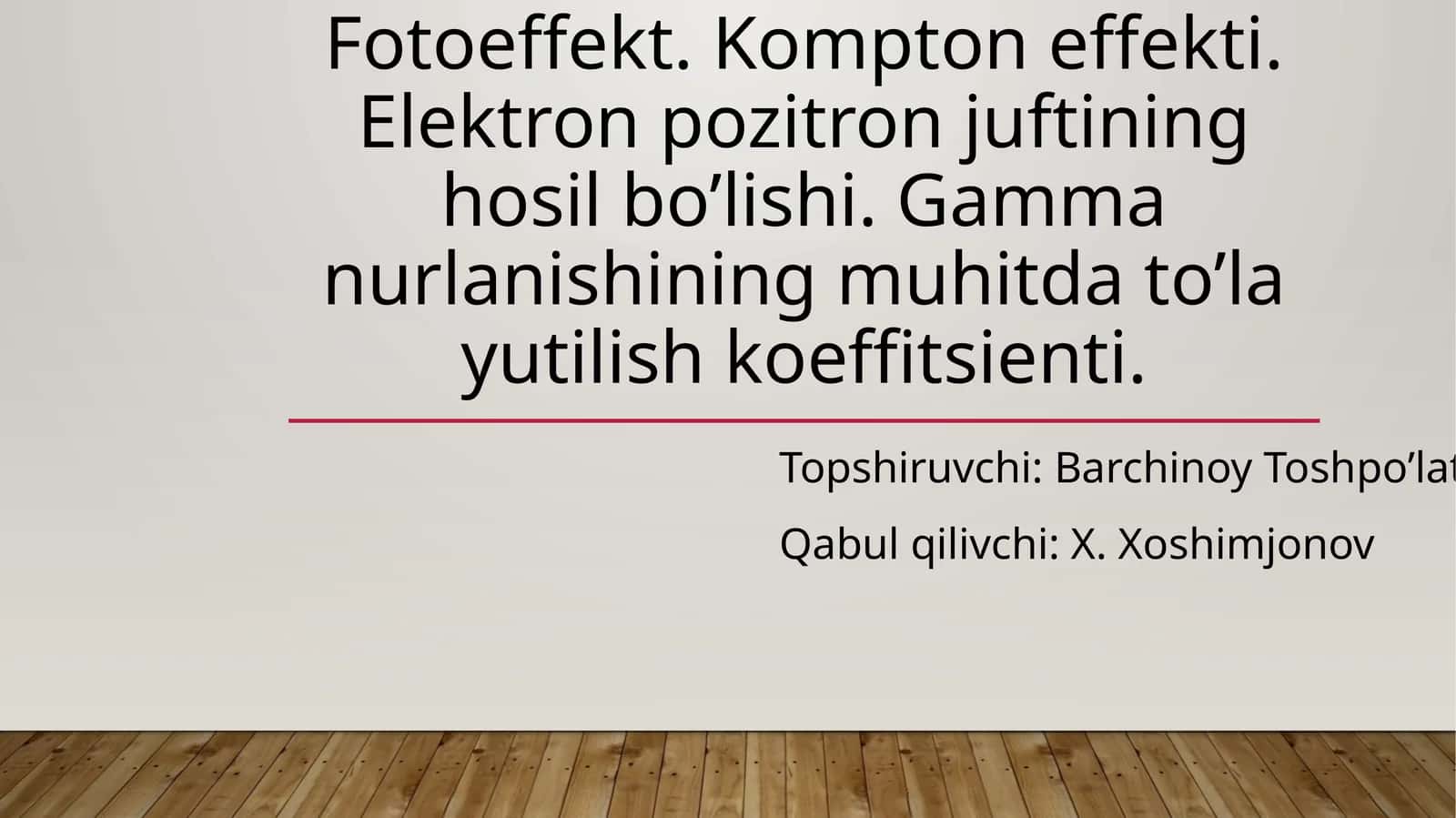 Fotoeffekt. Kompton effekti. Elektron pozitron juftining hosil bo’lishi. Gamma nurlanishining muhitda to’la yutilish koeffitsienti.