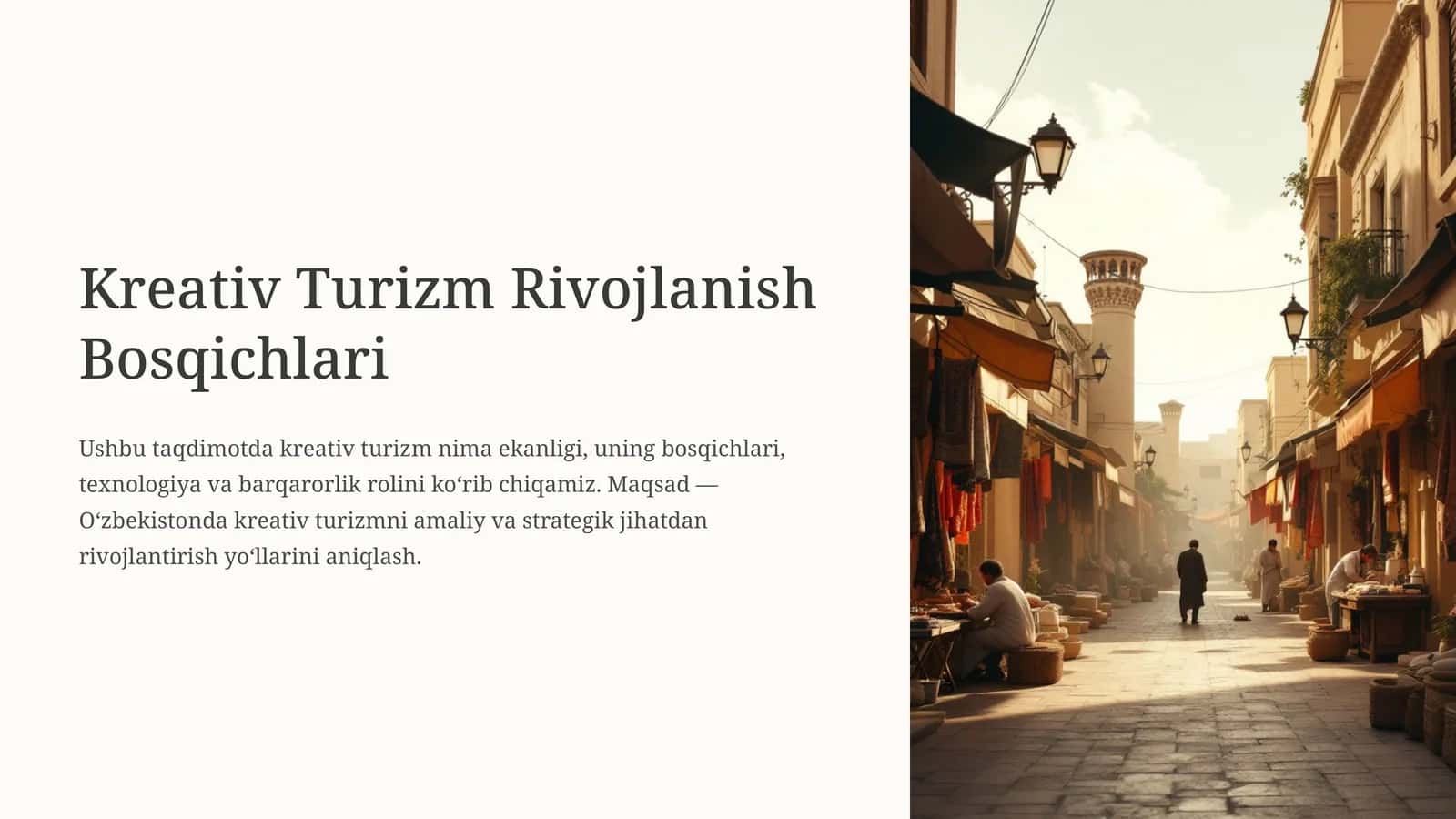 Kreativ Turizm Rivojlanish Bosqichlari