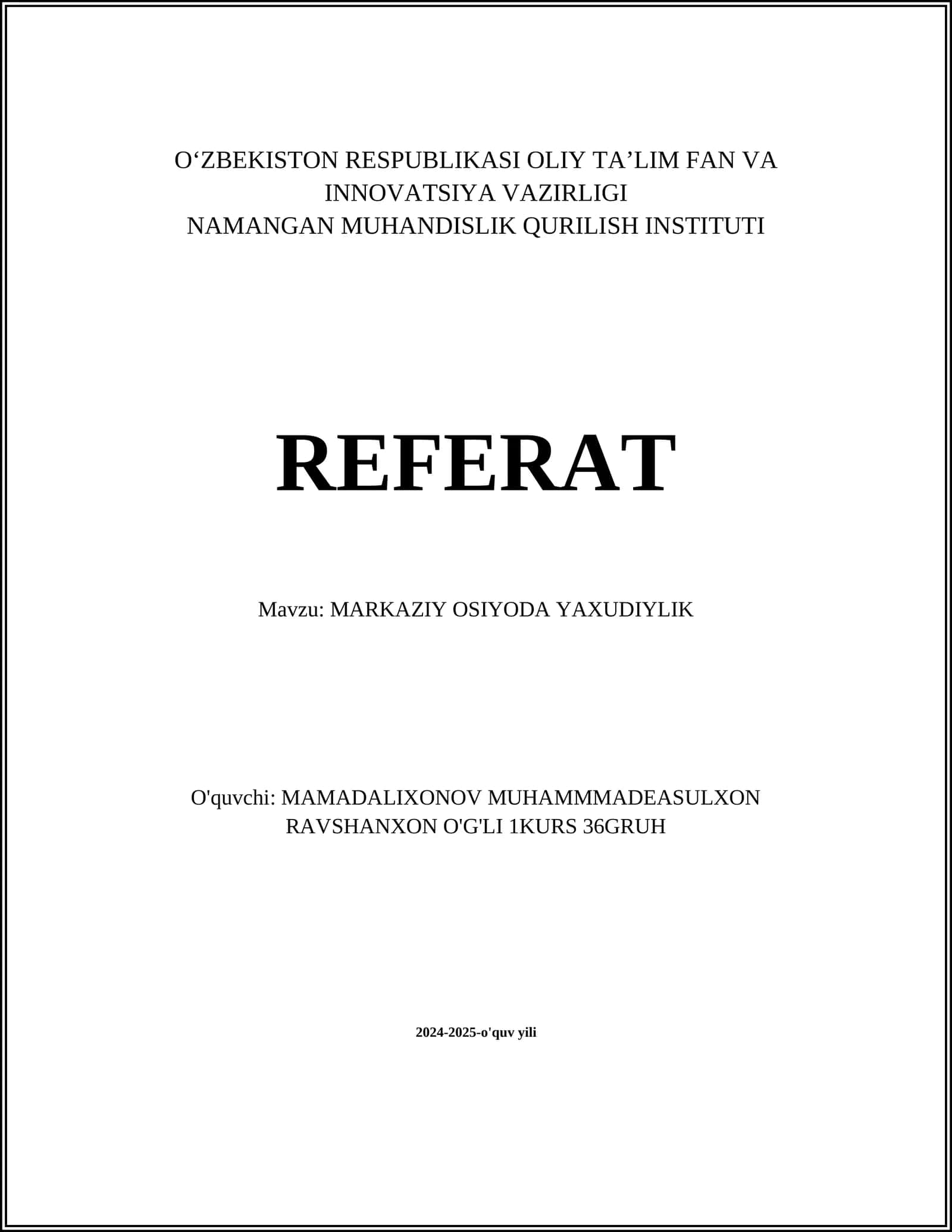 MARKAZIY OSIYODA YAXUDIYLAR TARIXI