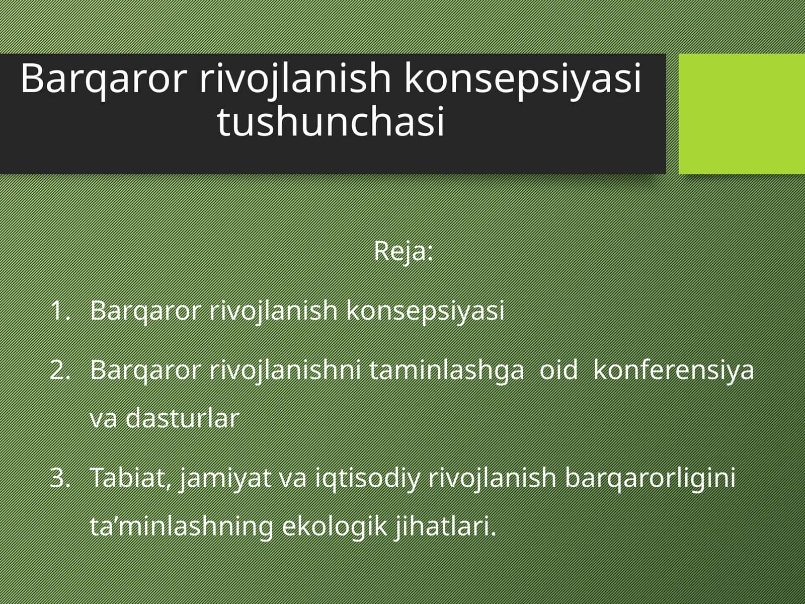 Barqaror rivojlanish konsepsiyasi tushunchasi