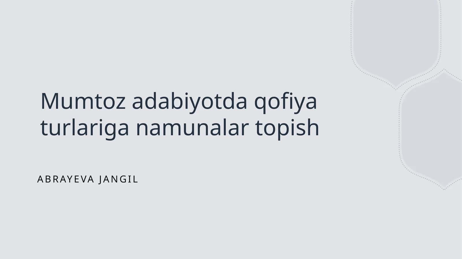 Mumtoz adabiyotda qofiya turlariga namunalar topish