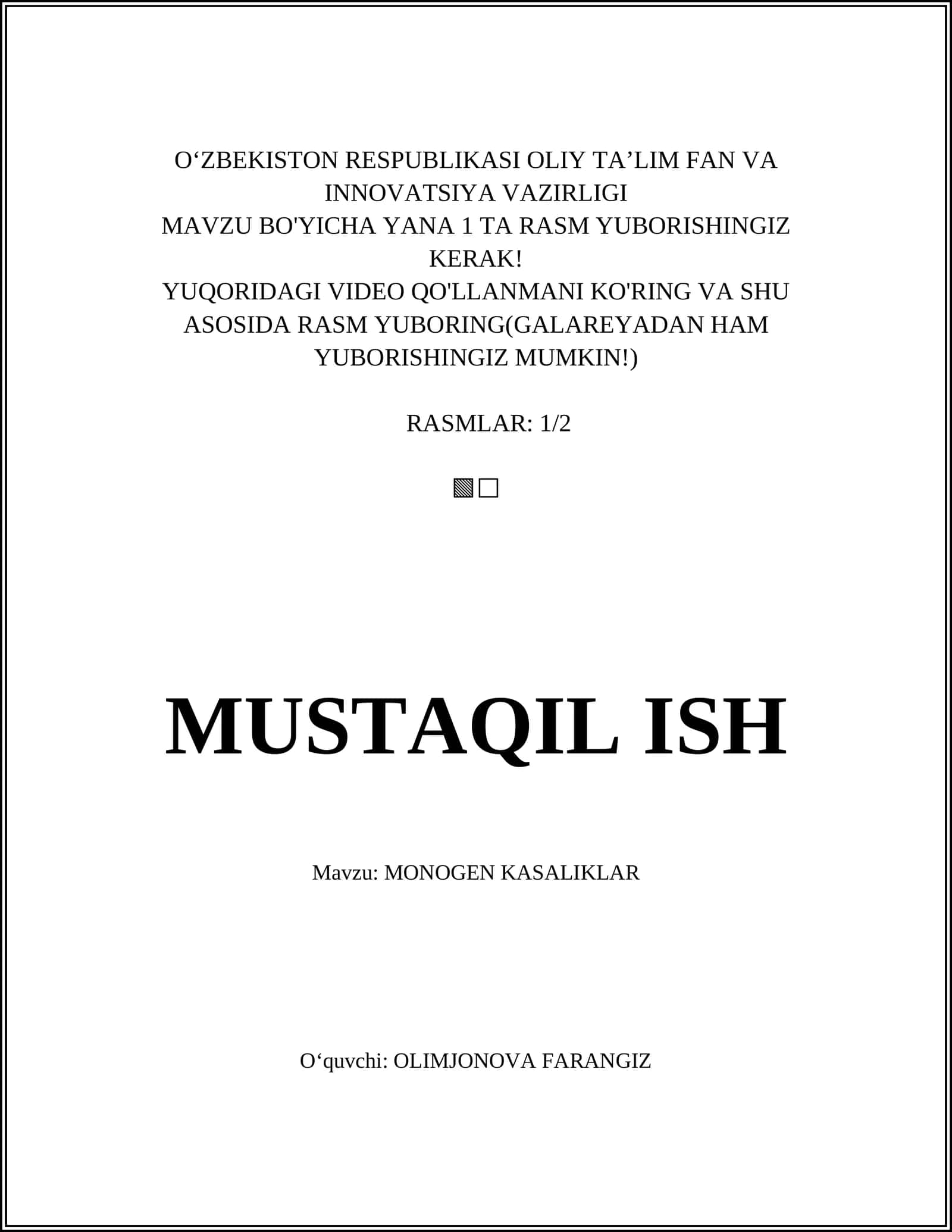 MONOGEN KASALIKLAR