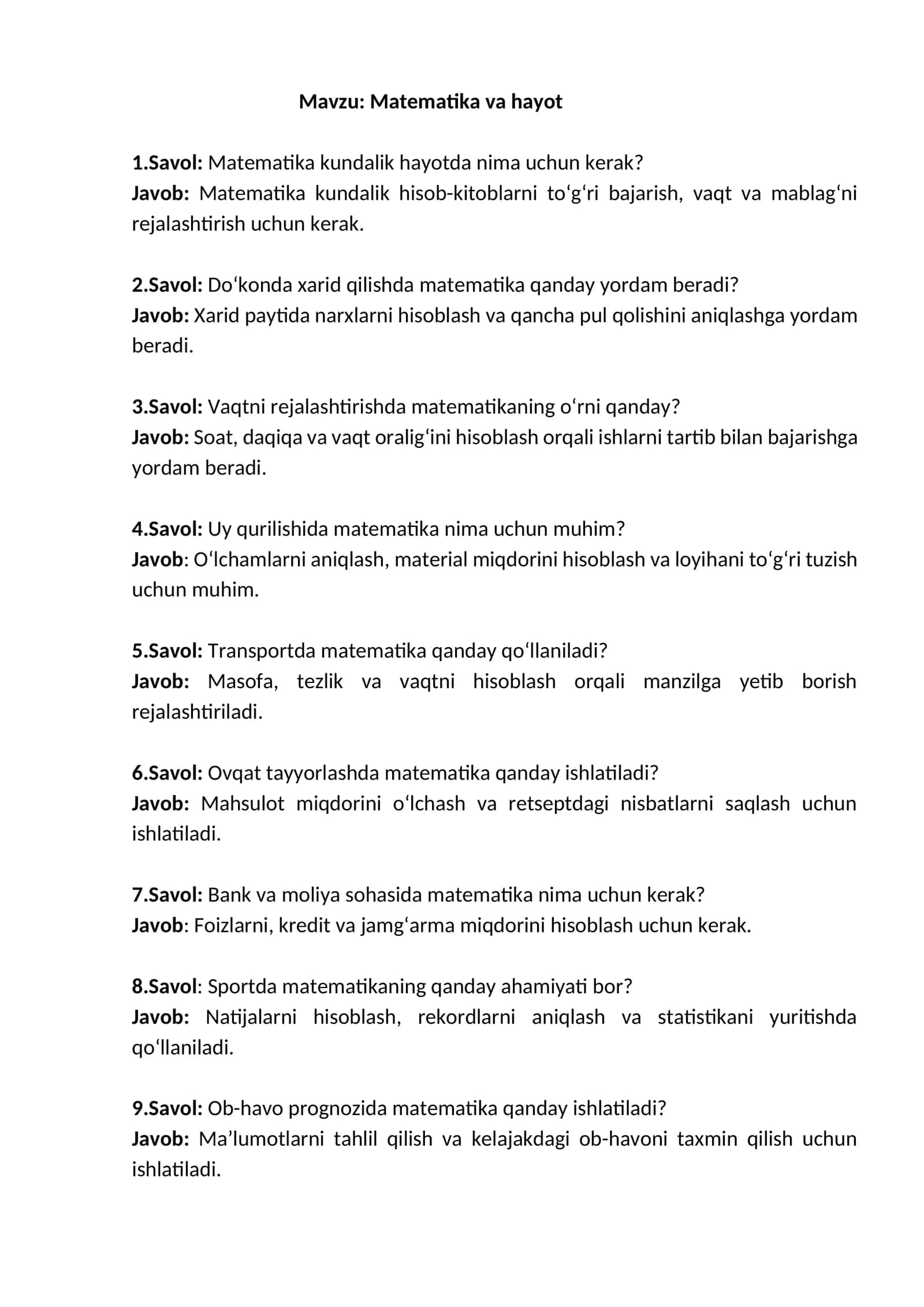 Matematika va hayot